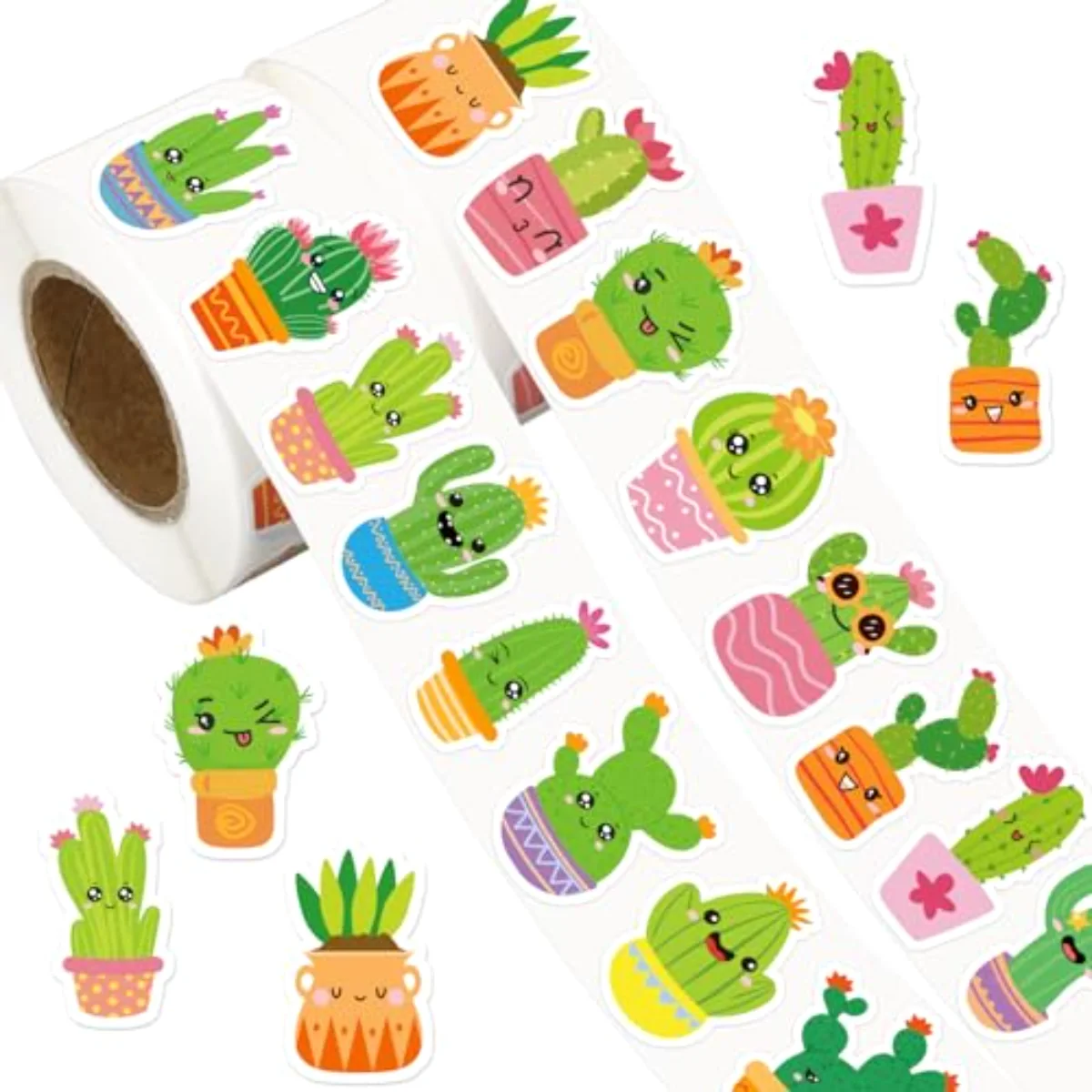1400Pcs Cactus Paper Stickers 16 Designs Succulent Plant Decals Cute