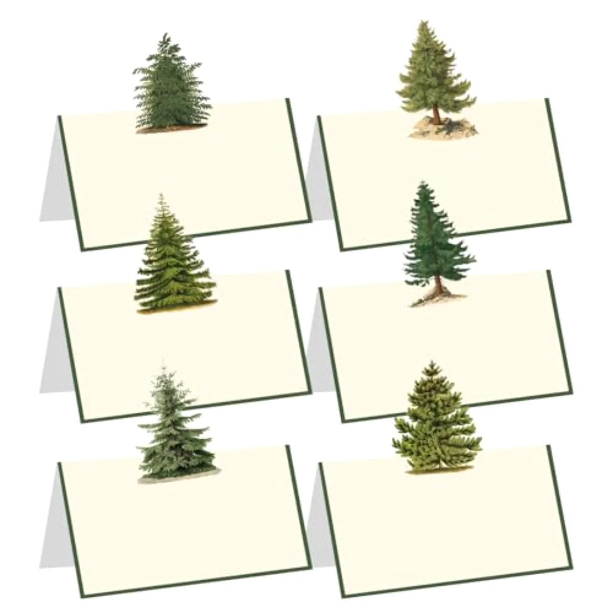 60 Pcs Christmas Place Cards 4.7 x 3.2 Inch Green Xmas Tree Tent Name
