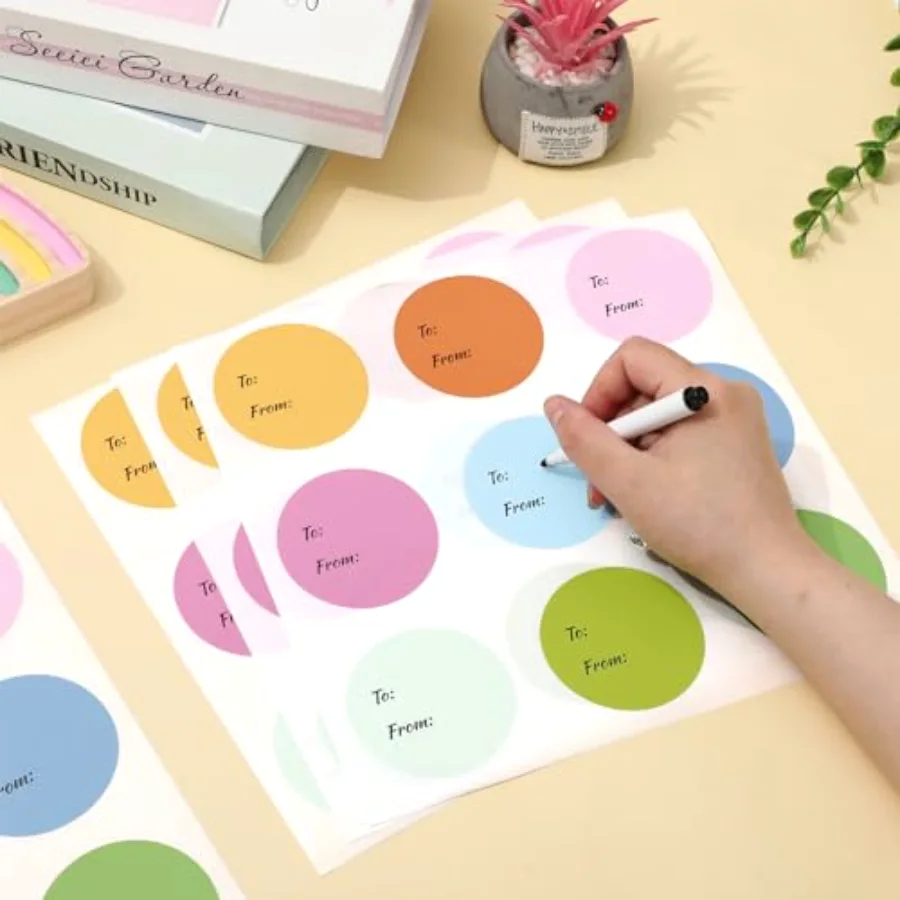 315Pcs Pastel Gift Tag Stickers 2.5 Inch to and from Colorful Circle, view 4