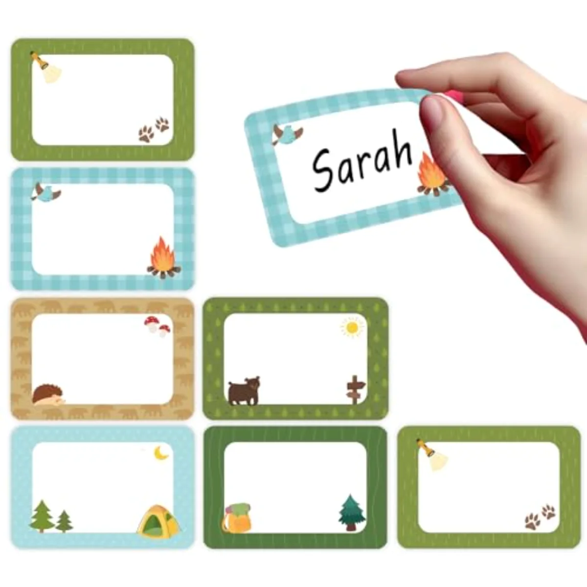 180 Pcs Camping Name Tag Stickers Self-Adhesive Nameplate Decal Camper
