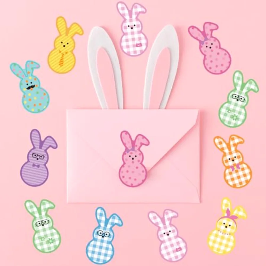 1000Pcs Easter Bunny Stickers Roll Cute Colorful Rabbit Paper Decals 9, view 4