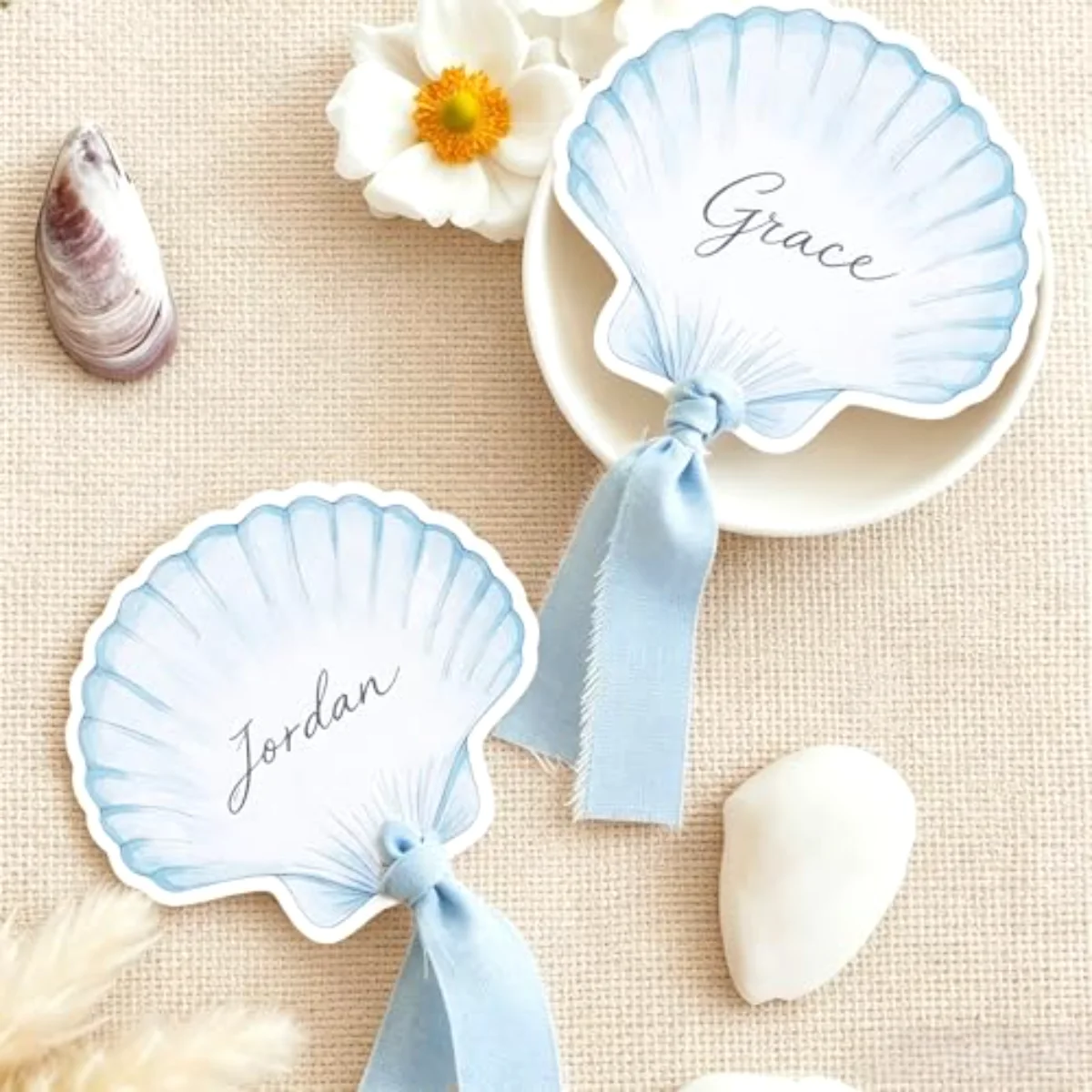60 Pcs Seashell Place Cards Table Name Cards Last Toast on The Coast