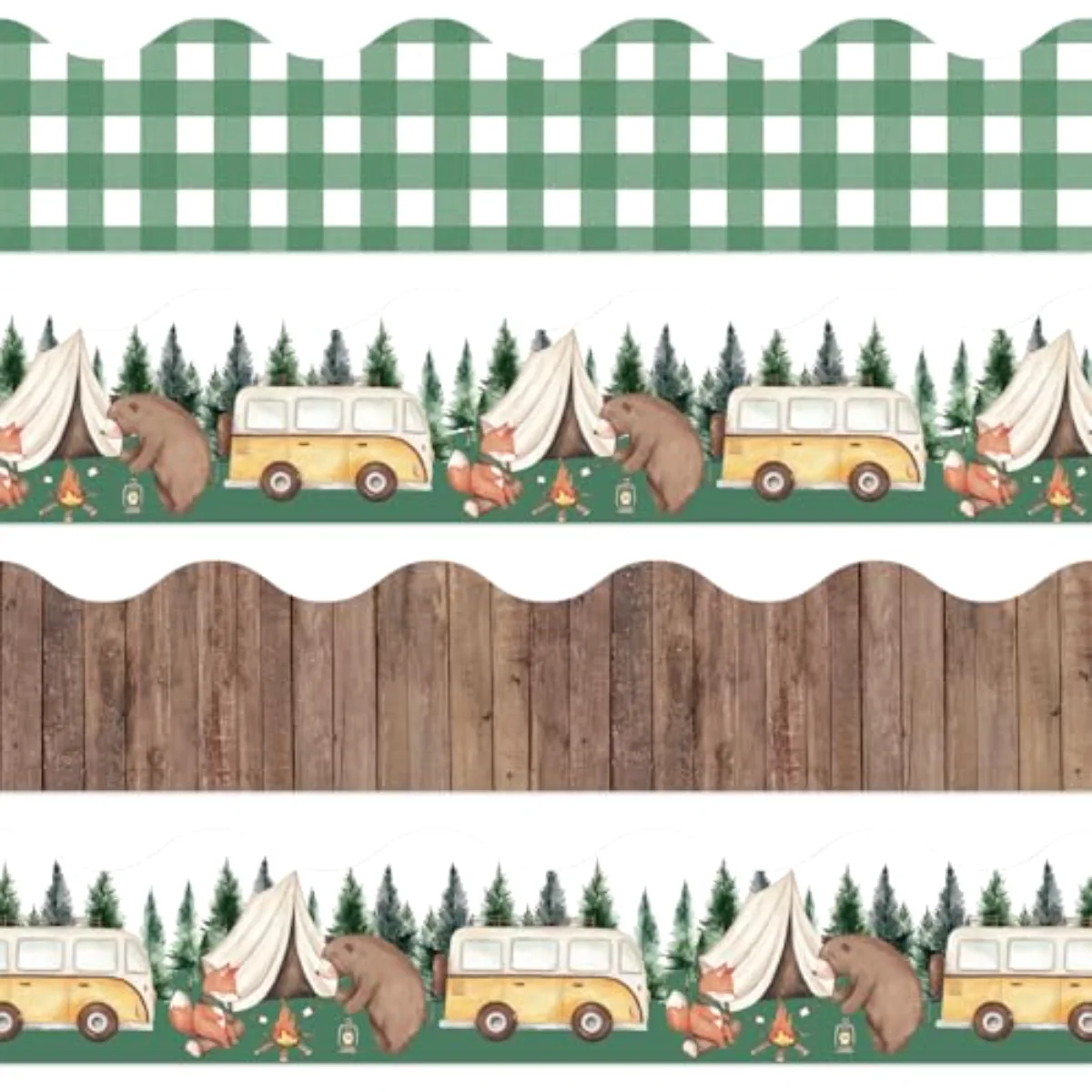 70 Ft Camping Bulletin Board Borders Woodland Animal Hiking Self-Adhesive