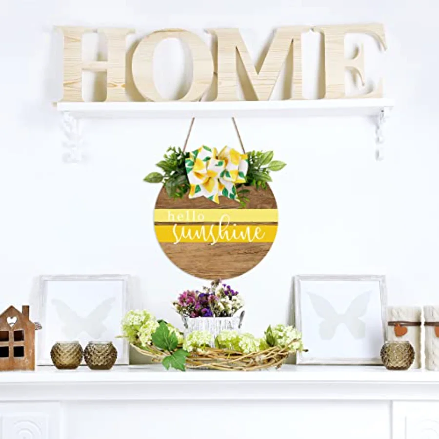 Hello Sunshine Wooden Hanging Sign Summer Welcome Sign Front Door Decor, view 3