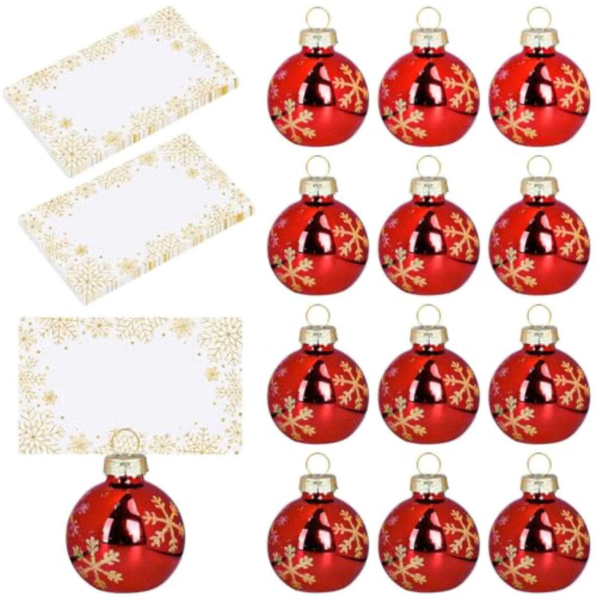 12 Packs Christmas Gold Snowflake Ornament Place Card Holders with Name