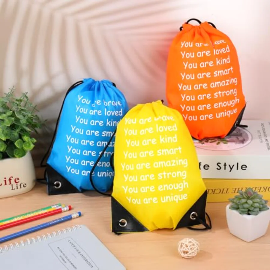 36Pcs Back to School Gift Bag 10 x 7 Inch Inspirational Quote Drawstring, view 4