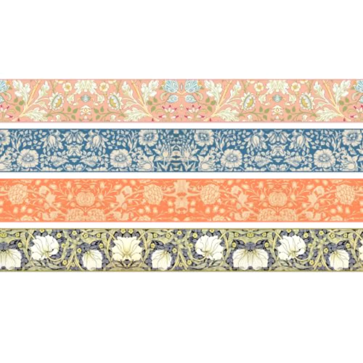 4 Rolls Vintage Floral Wired Edge Ribbon