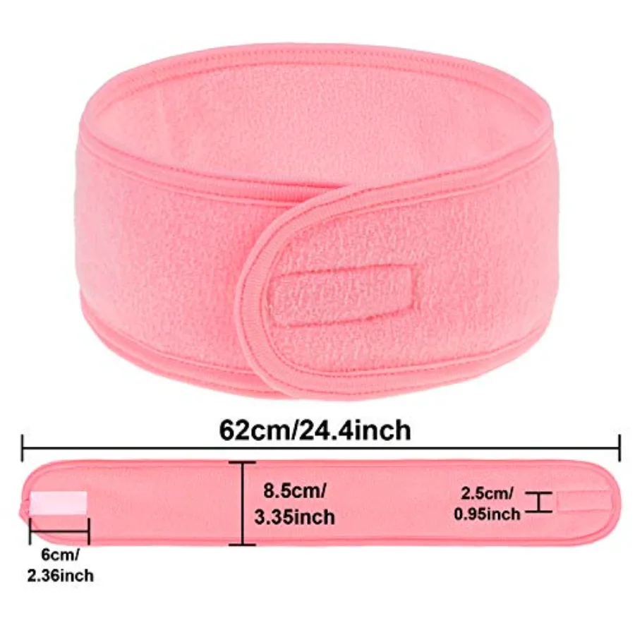Spa Headband 4 Pcs Pink Makeup Hair Band Facial Head Wrap Hair Tie, view 2