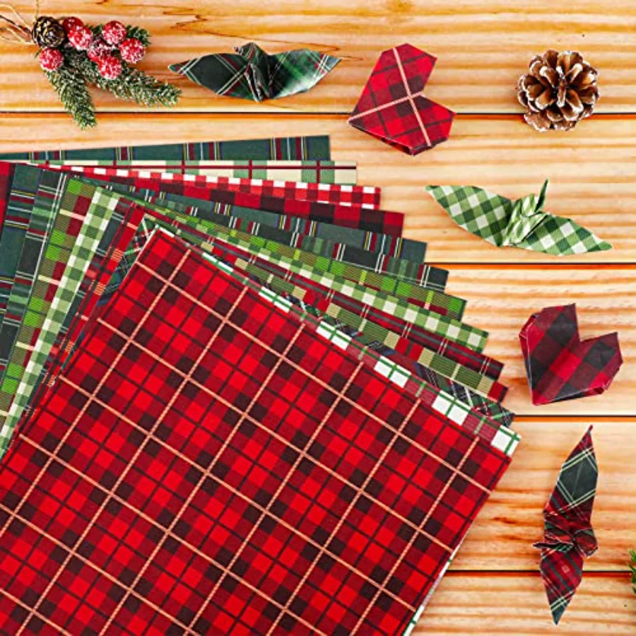 24 Sheet Christmas Pattern Paper Pack Christmas Plaid Scrapbook Specialty, view 4