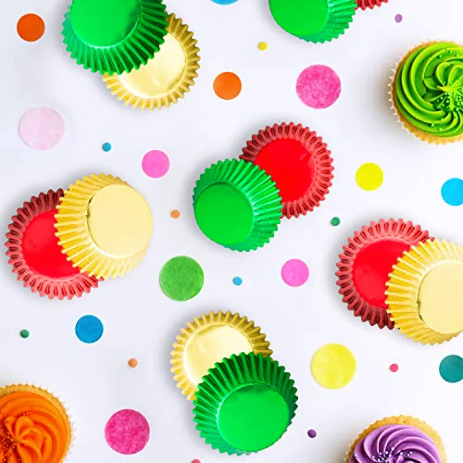 300Pcs Foil Metallic Cupcake Liner Baking Cups, view 3