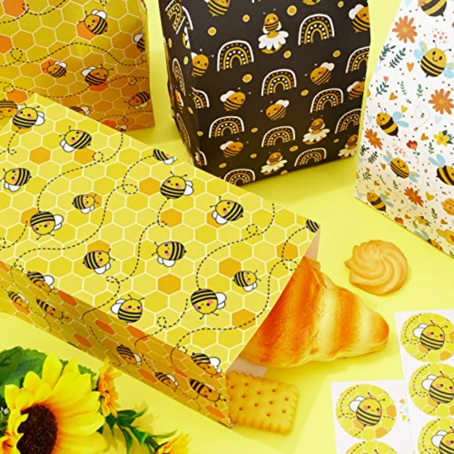 36Pcs Bee Party Favor Bags Honey Bee Rainbow Gift Bags Yellow Black White, view 4