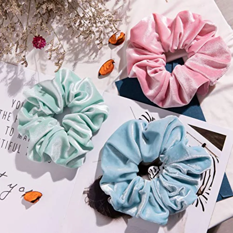 Pastel Hair Scrunchies Large Velvet Elastic Scrunchy Bobbles Ice Cream, view 4