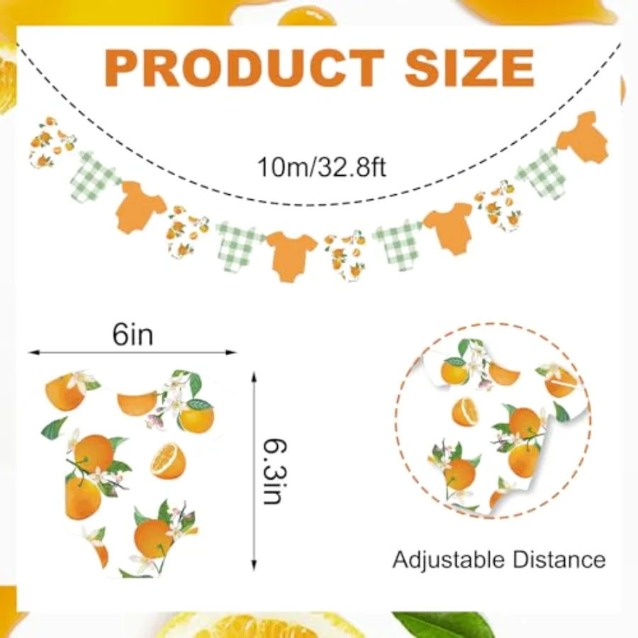 Orange Theme Bodysuit Banner Hanging Garland Green Plaid Little Cutie, view 2