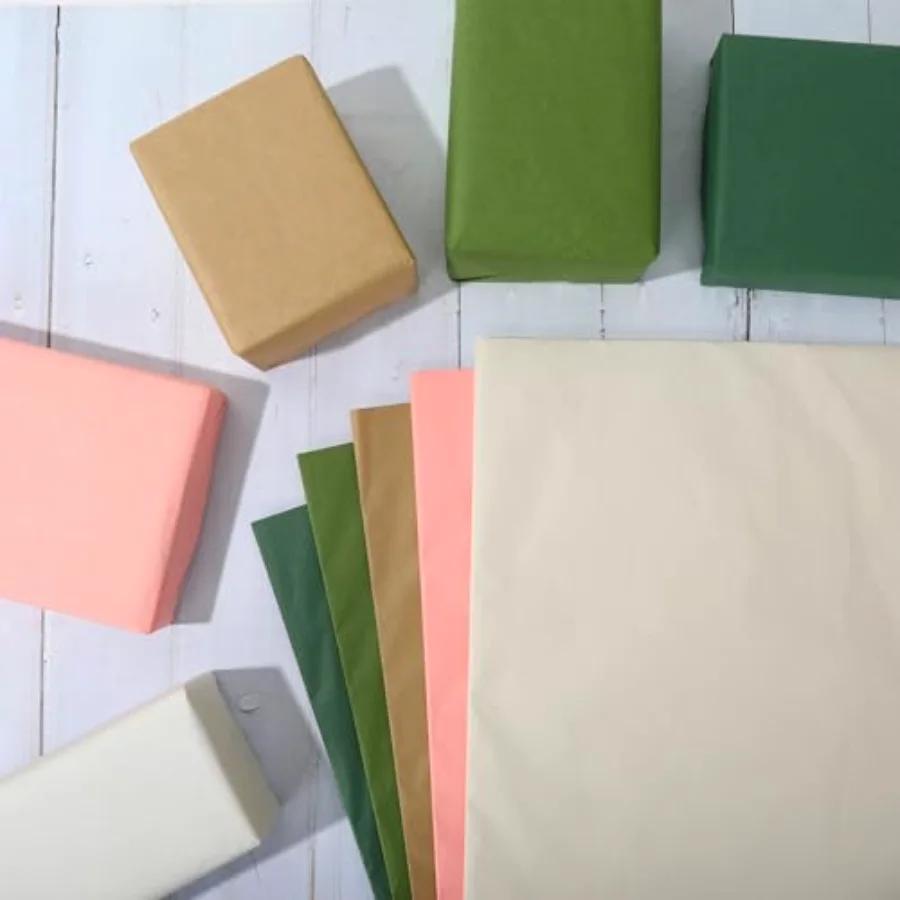 100 Sheets Pink Green Tissue Paper Brown White Gift Wrapping Paper, view 3