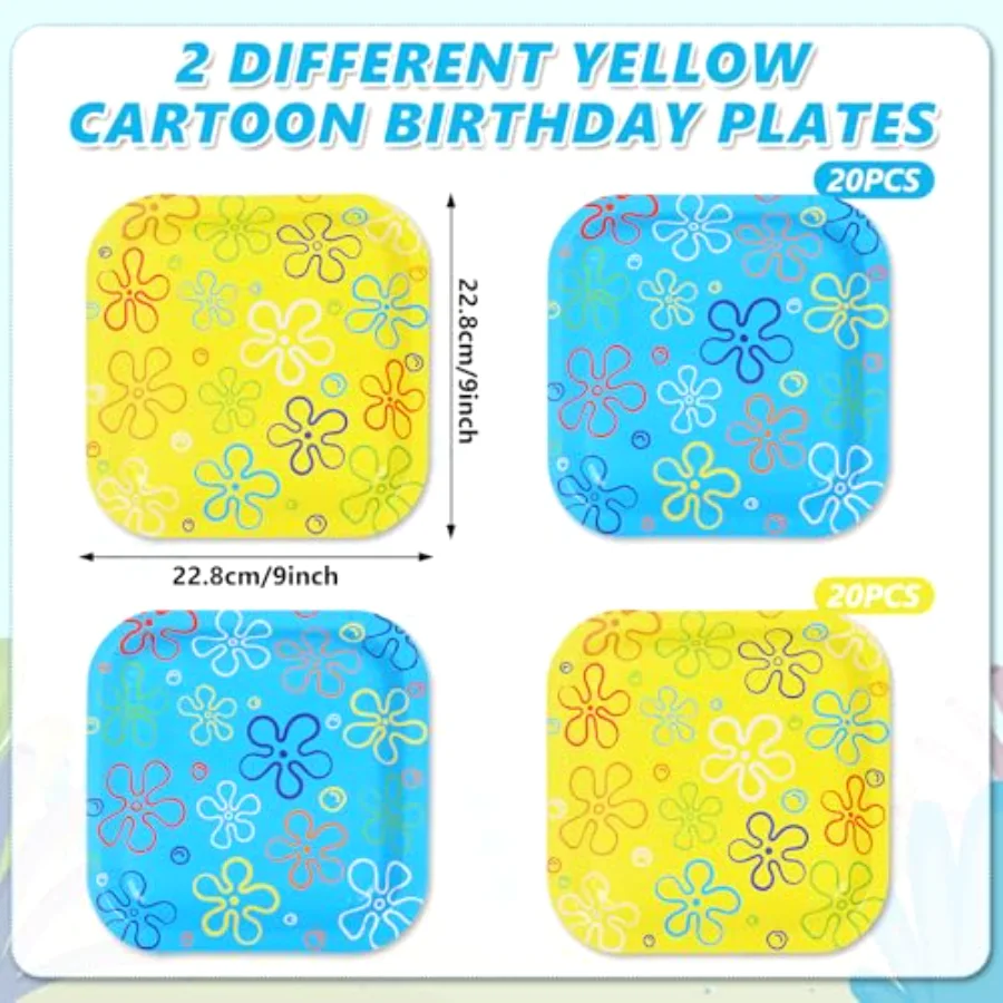 40 Pcs Sponge Birthday Party Paper Plate Cartoon Themed Disposable Plate, view 2