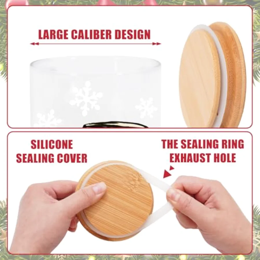 6Pcs Christmas Glass Storage Jars with Airtight Lid Santa Snowman Reindeer, view 4