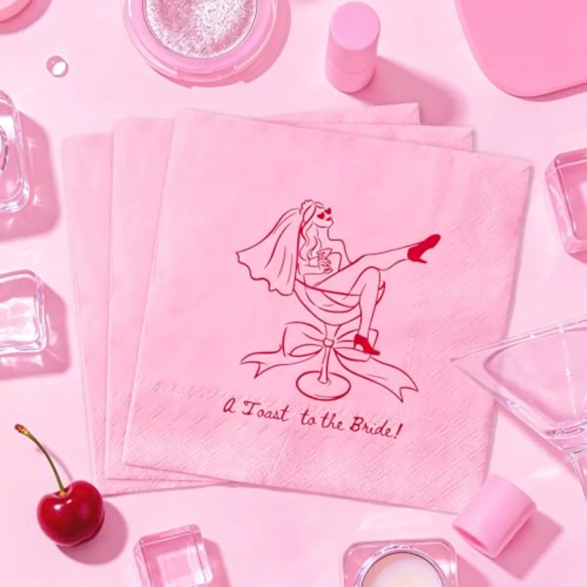 50Pcs Bachelorette Napkins Pink Martini Cocktail Napkins 5 x 5 Inch A
