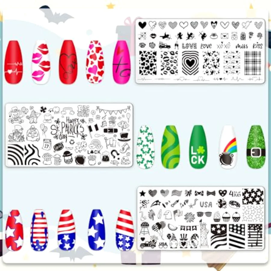 6 Pcs All Holiday Nail Art Plates, view 4