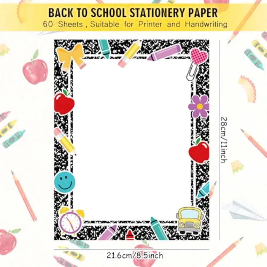 60 Sheet Back to School Stationery Paper Letterhead Black Composition Book, view 2