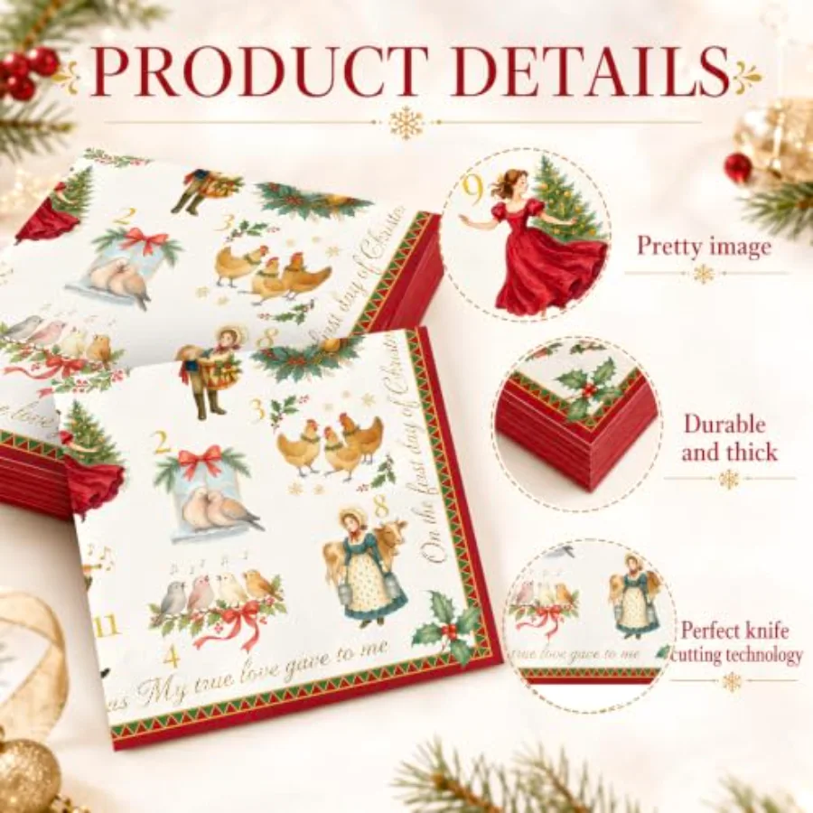 50 Pcs Christmas Luncheon Napkins, view 3