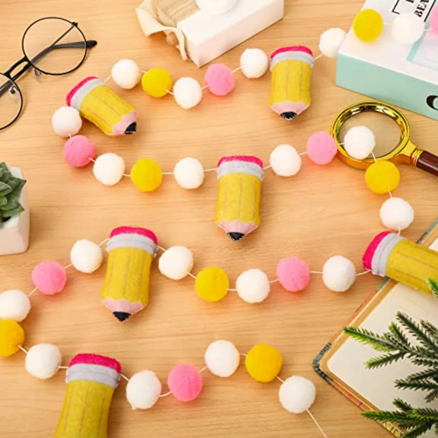 Back to School Felt Pom Banner Decoration, view 3