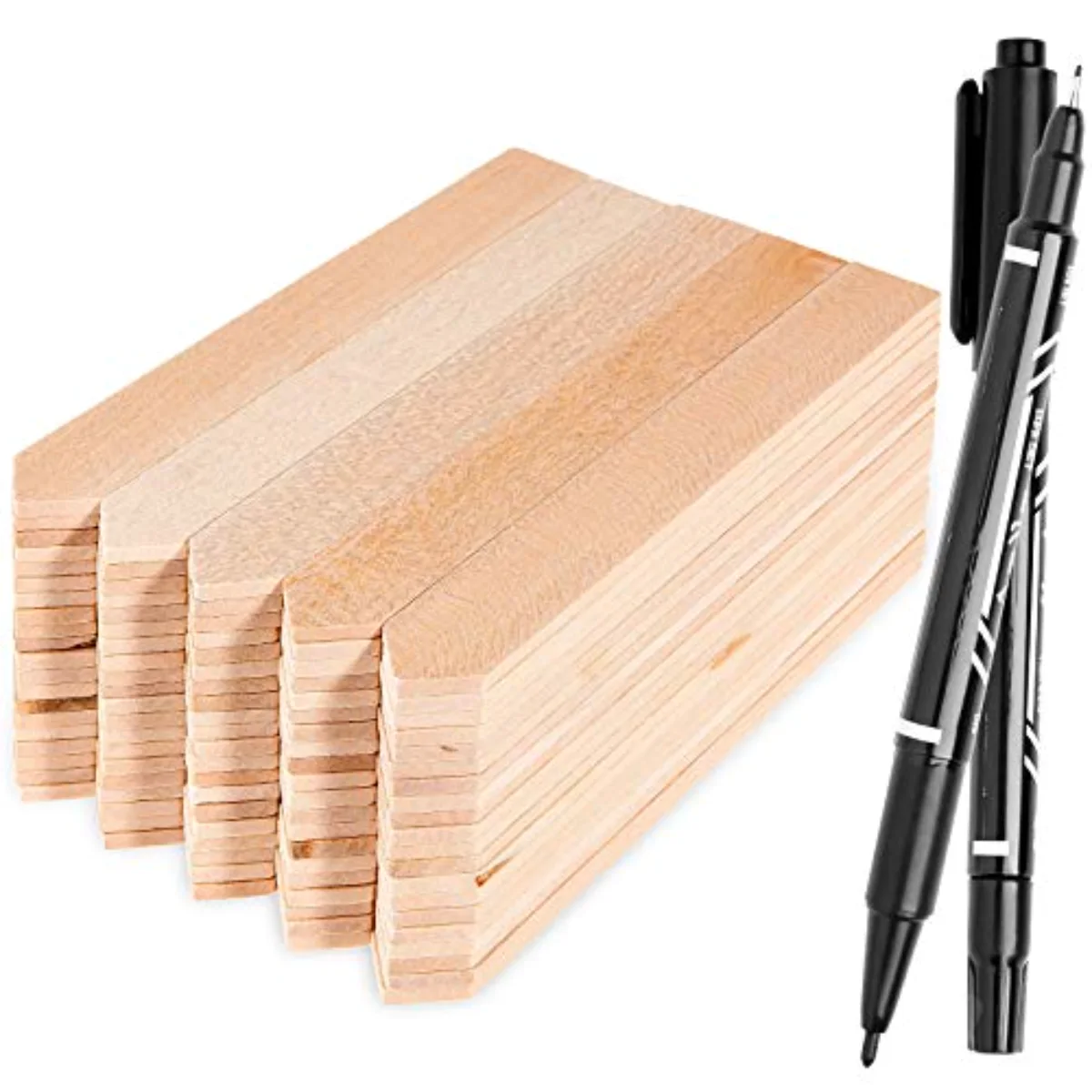 100Pcs Wooden Plant Labels Pointed Wooden Garden Markers Waterproof Plant