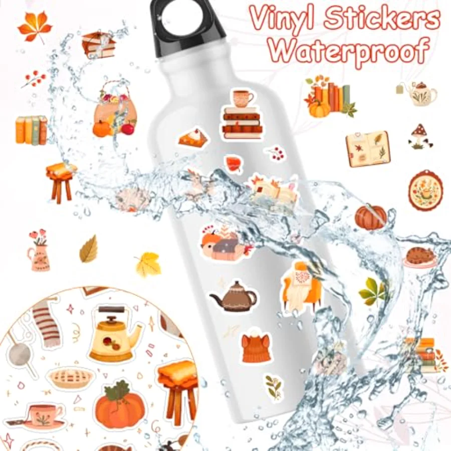 30 Sheet Fall Scrapbook Stickers Book Pumpkin Leaves Journal Decals for, view 3