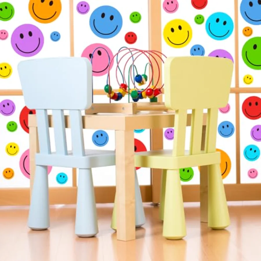 9 Sheet Smile Face Window Clings Colorful Cute Happy Face Window Decals, view 4