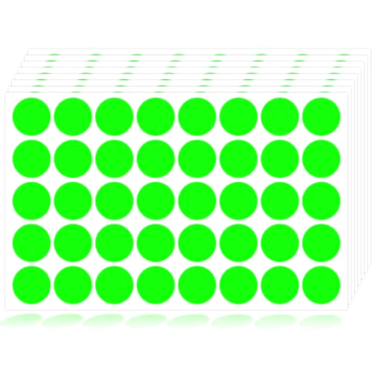 1200 Pcs Fluorescent Green Dot Sticker 1-Inch Removable Neon Green Round