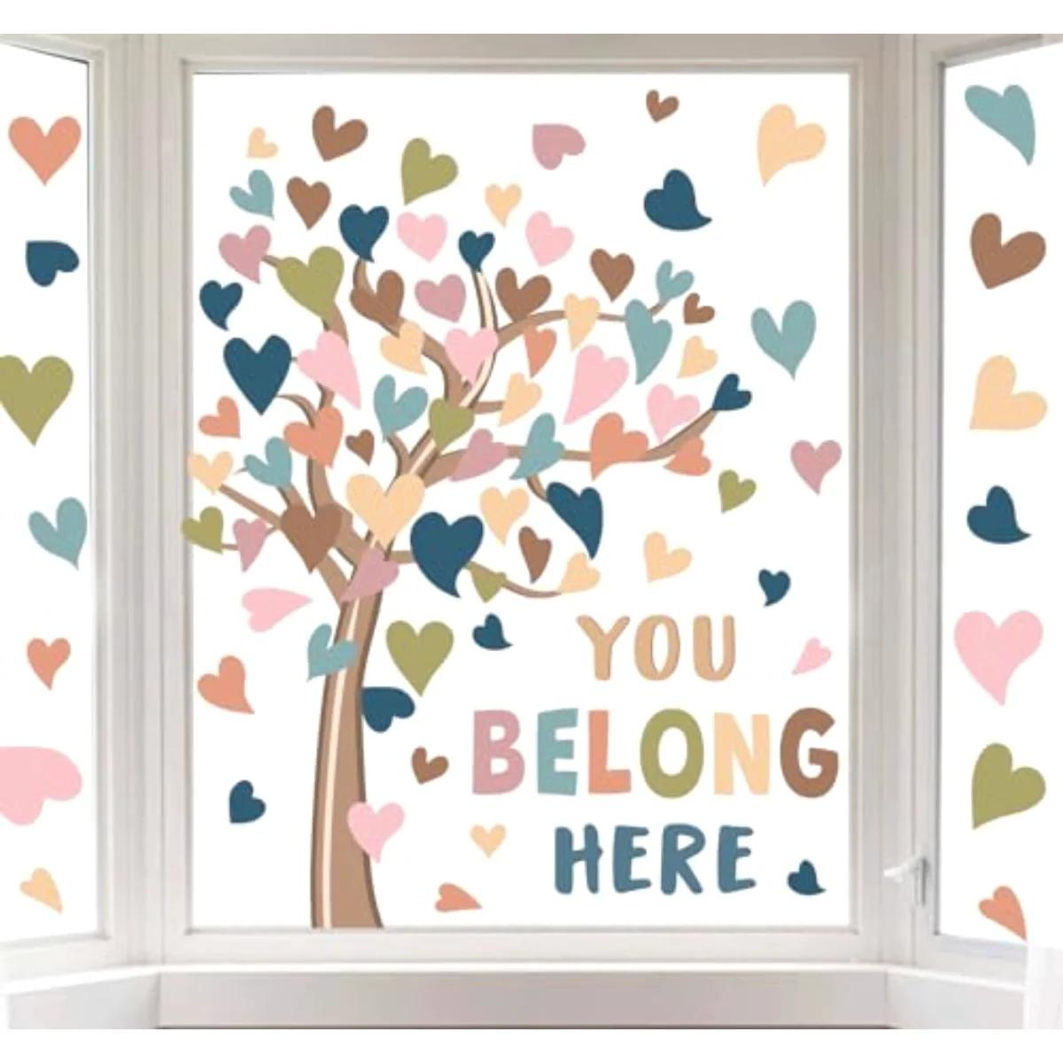 6 Sheets Classroom Tree Window Clings Large Boho Heart Tree Reusable
