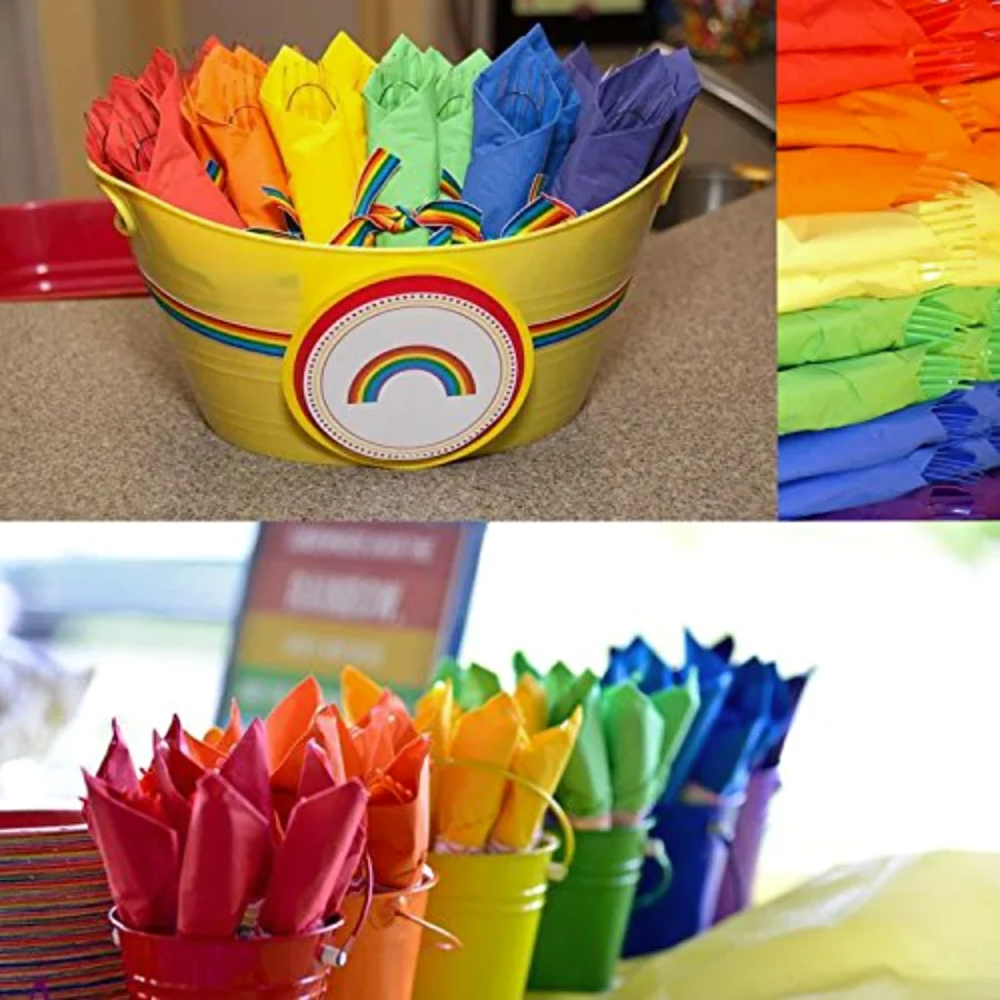 120 Pieces Multicolor Cocktail Paper Napkins, view 4