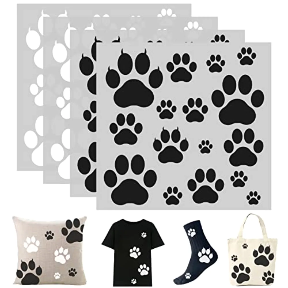 4 Sheet Dog Paw Iron On Transfers Patches Black White Pet Paw Heat