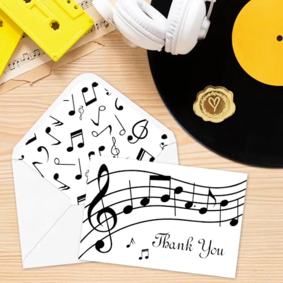 24 Pcs Musical Notes Thank You Cards Greeting Cards Music Theme Note Card, view 4