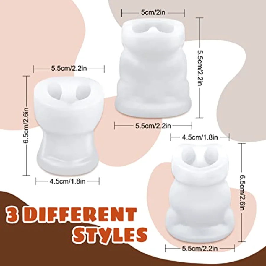 3 Pack 3D Bear Summer Ice Cube Mold Silicone Cute Bear Mould Soap Candle, view 2