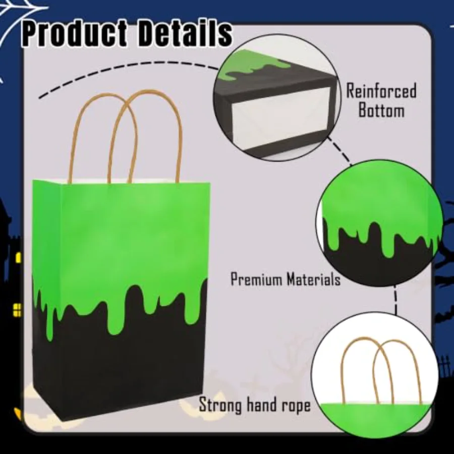 24 Pcs Halloween Paper Gift Bag Zombie Ghost Themed Treat Bags with, view 3