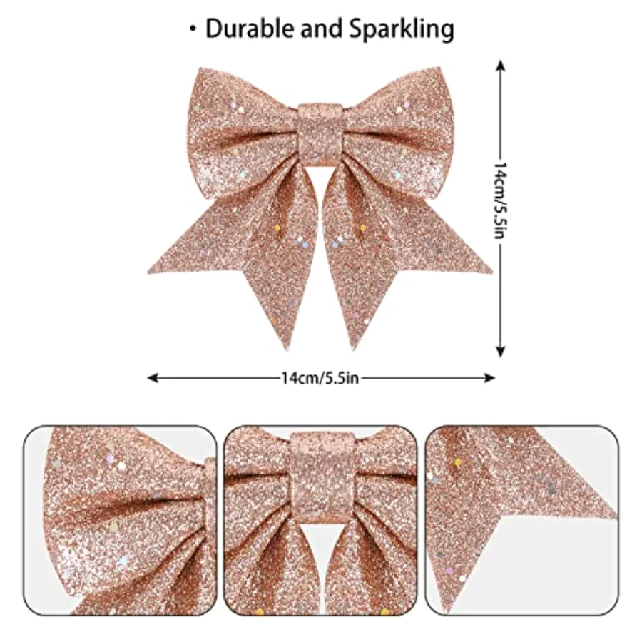 24pcs 5.5'' Christmas Bow Decorations, view 2