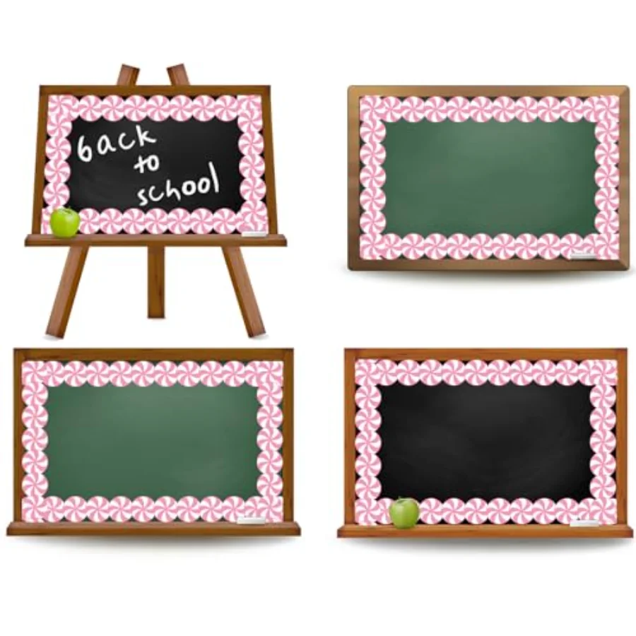 32.8ft Christmas Bulletin Board Border Pink White Candy Shaped Die-Cut, view 3