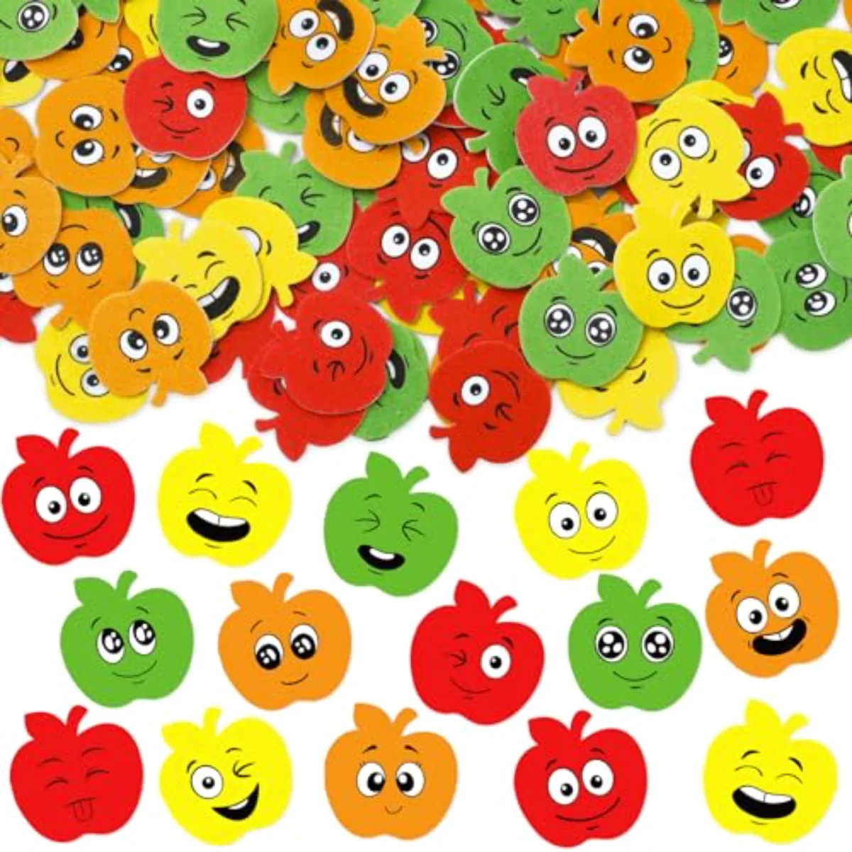 200 Pcs Back to School Foam Stickers Smile Face Apples Self Adhesive