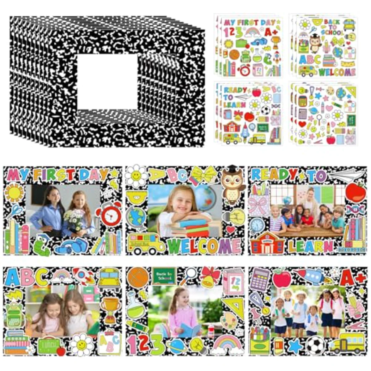 24 Packs Back to School Picture Frame Craft Kits with Stickers Composition