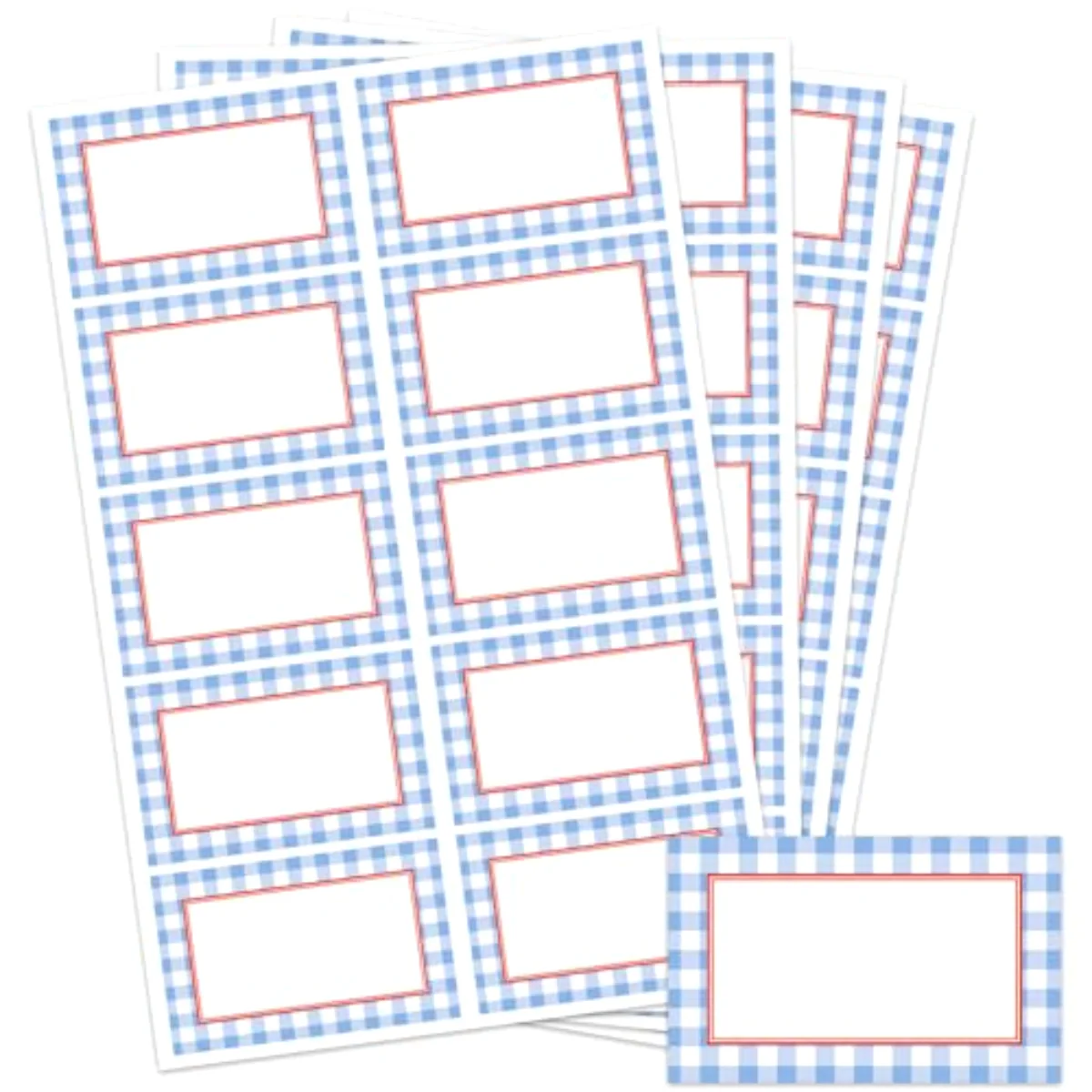 120 Pcs Name Tag Stickers Red Blue Plaid Bottle Labels Self-Adhesive