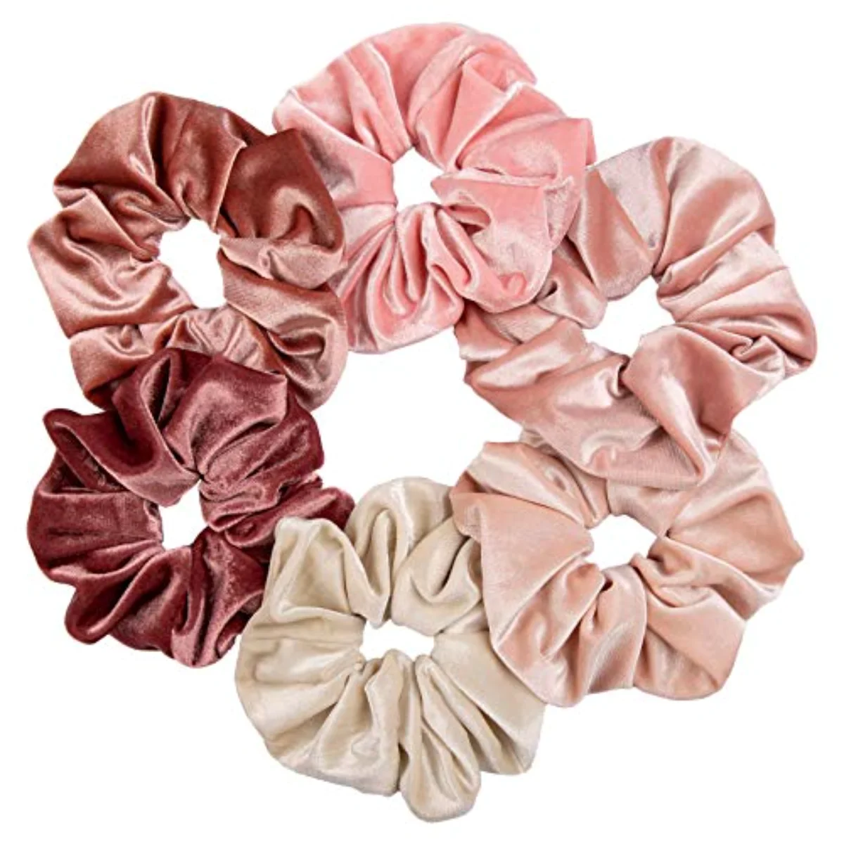 Blush Theme Hair Scrunchies Large Velvet Hair Bands Pink Soft Elastic