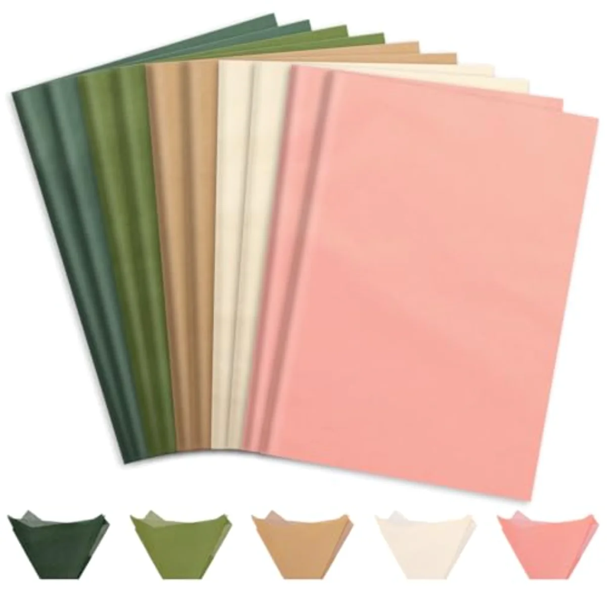 100 Sheets Pink Green Tissue Paper Brown White Gift Wrapping Paper