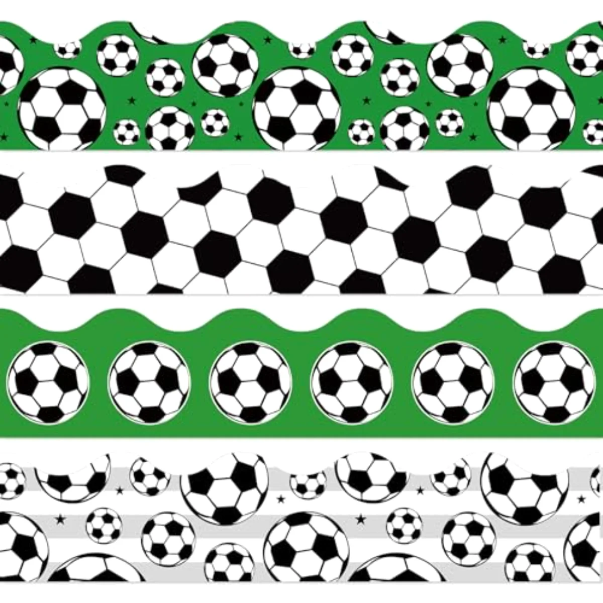 70 Ft Soccer Bulletin Board Borders Sport Ball Self-Adhesive Scalloped