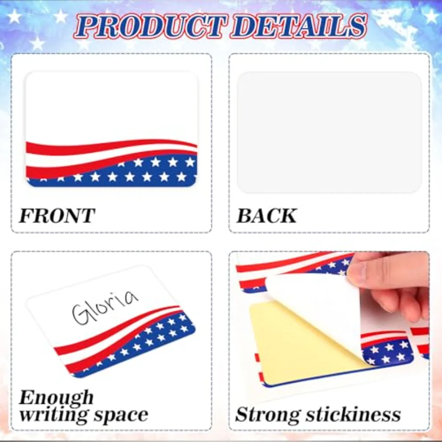 180 Pcs 250th Anniversary Patriotic Name Tag (FRBB), view 3