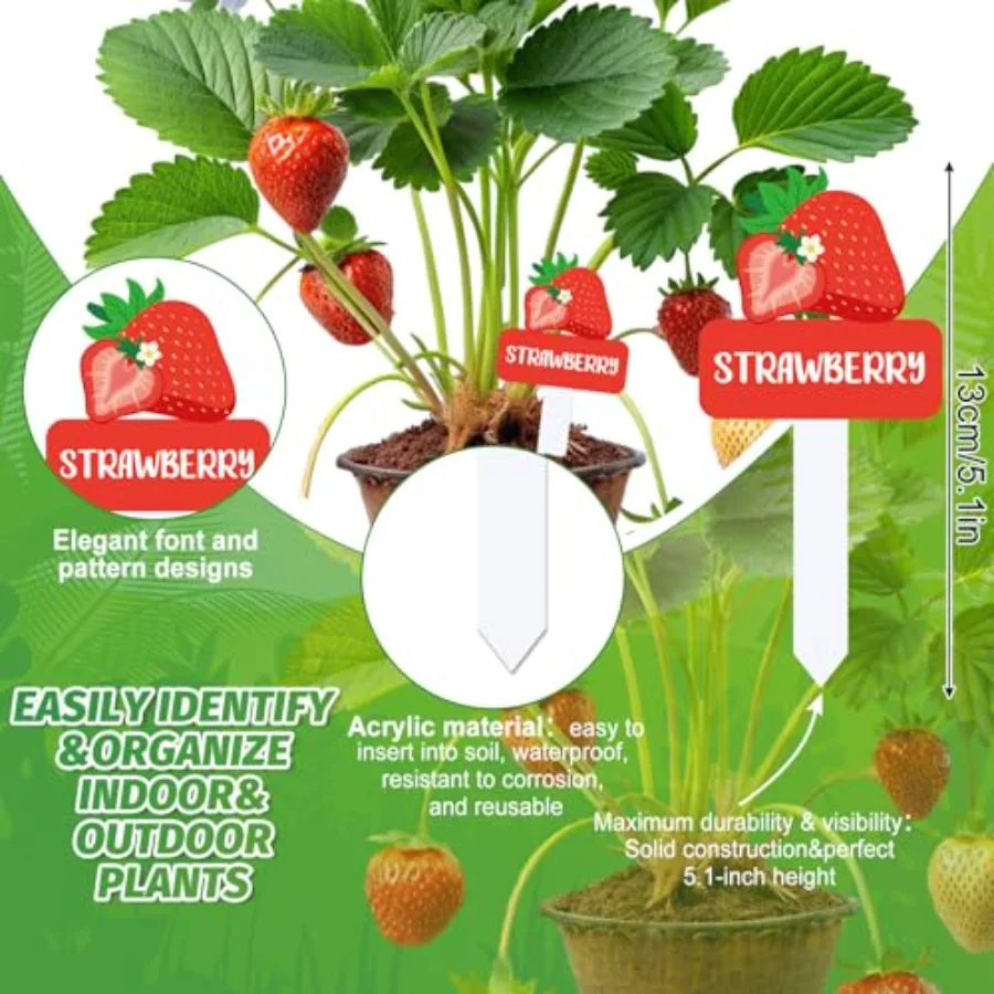 22Pcs Acrylic Vegetable Plant Label Signs 22 Styles Funny Cartoon Garden, view 2
