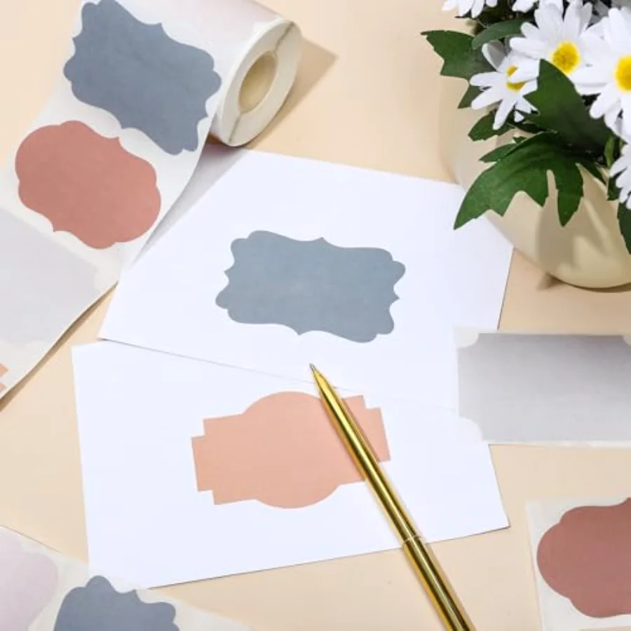 282Pcs Boho Color Label Stickers Self-Adhesive Scalloped Label Decals, view 4