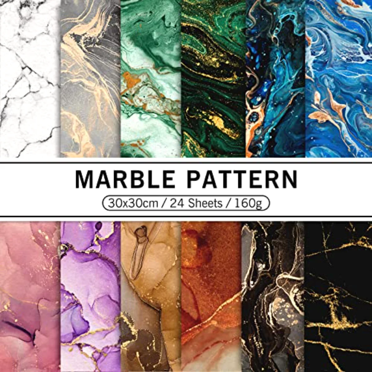 24Pcs Marble Pattern Paper Pack Colorful Marble Scrapbook Specialty Paper