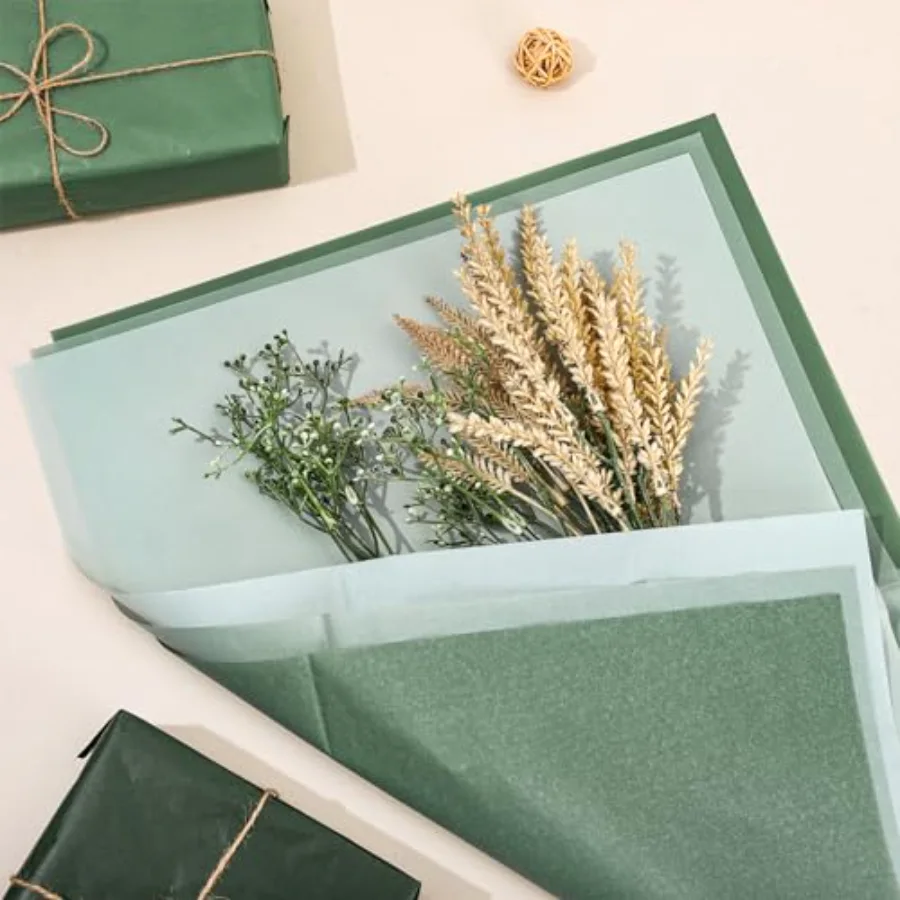 90 Sheet Sage Green Tissue Paper Gradient Green Gift Wrapping Paper 13.8 x, view 3