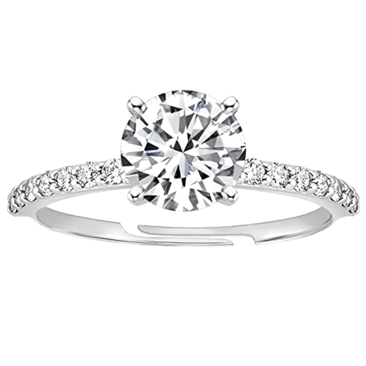 32 Pack Silver Bridal Shower Diamond Ring Fake Diamond Engagement Rings