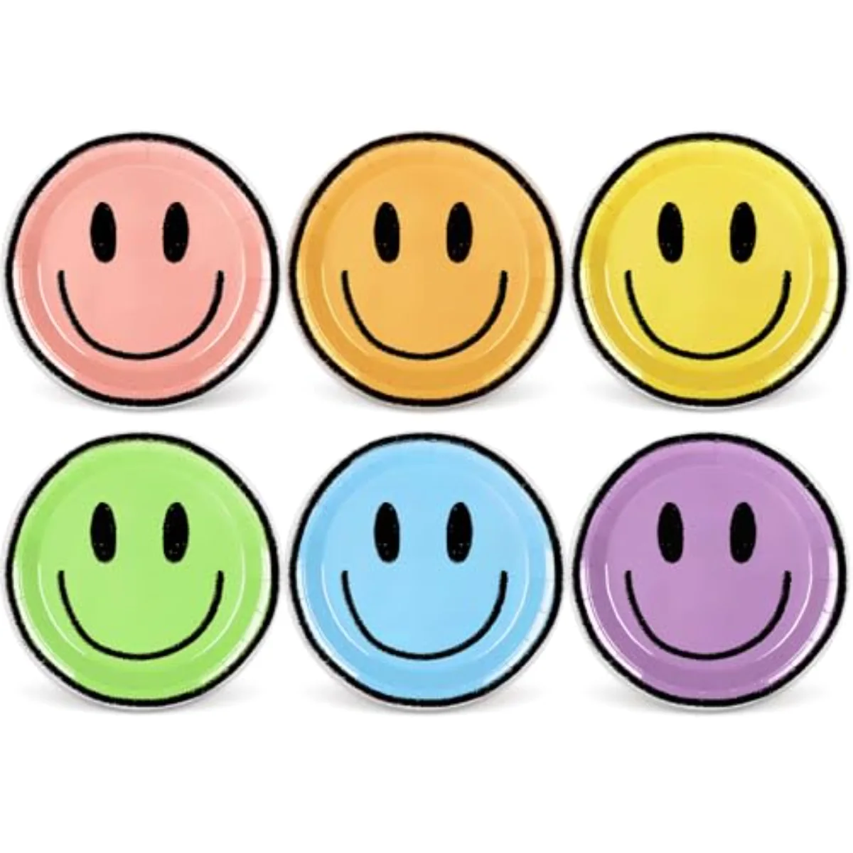 Boho Smile Face Paper Plates Cute Happy Face Disposable Plate 6 Colors